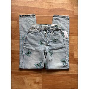 PacSun Y2K Dad Jeans Blue Green Butterfly